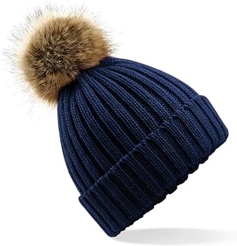 Beechfield Fur Pop Pom Chunky Beanie B412
