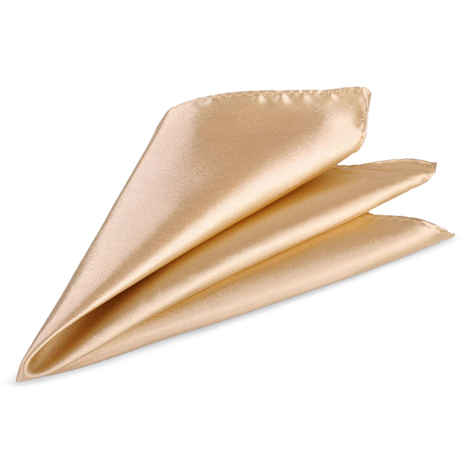 WedDecor Champagne Men's Pocket Square Plain Formal Suit Handkerchief