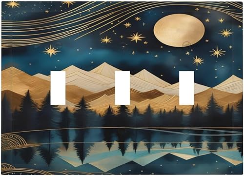 Miniatura 112 de Cubiertas Decorativas para Interruptor de Luz de Palanca Triple Retro Rojo Pulpo Monstruo Ola Marina Azul de 3 Segmentos Cubiertas de Placa de Pared