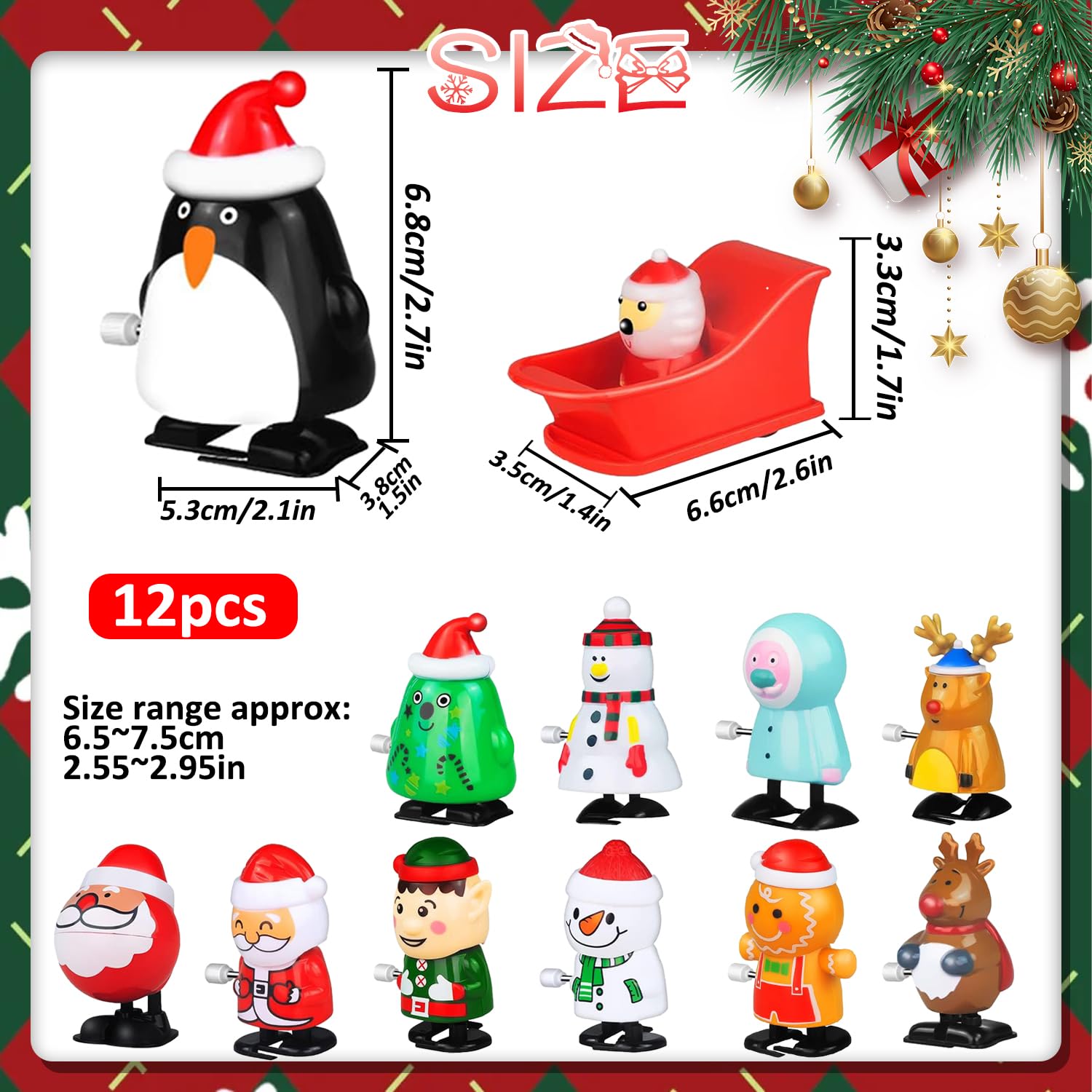 8 Jouets à Remonter De Noël Mécaniques - Idéaux Pour Pochette Surprise Et Cadeaux