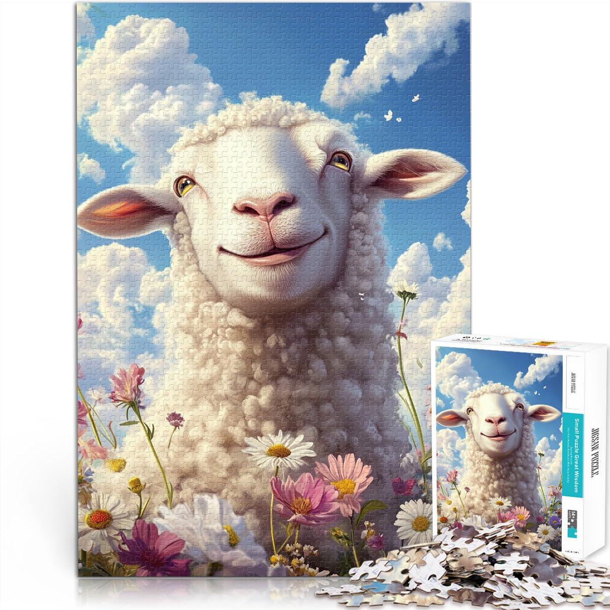Puzzle 2000 pièces pour Adultes, Adorable bébé Mouton, Jeux éducatifs, décoration d'intérieur, Une œuvre d'art, 27,56 po x 39,37 po, pour Les 14 Ans