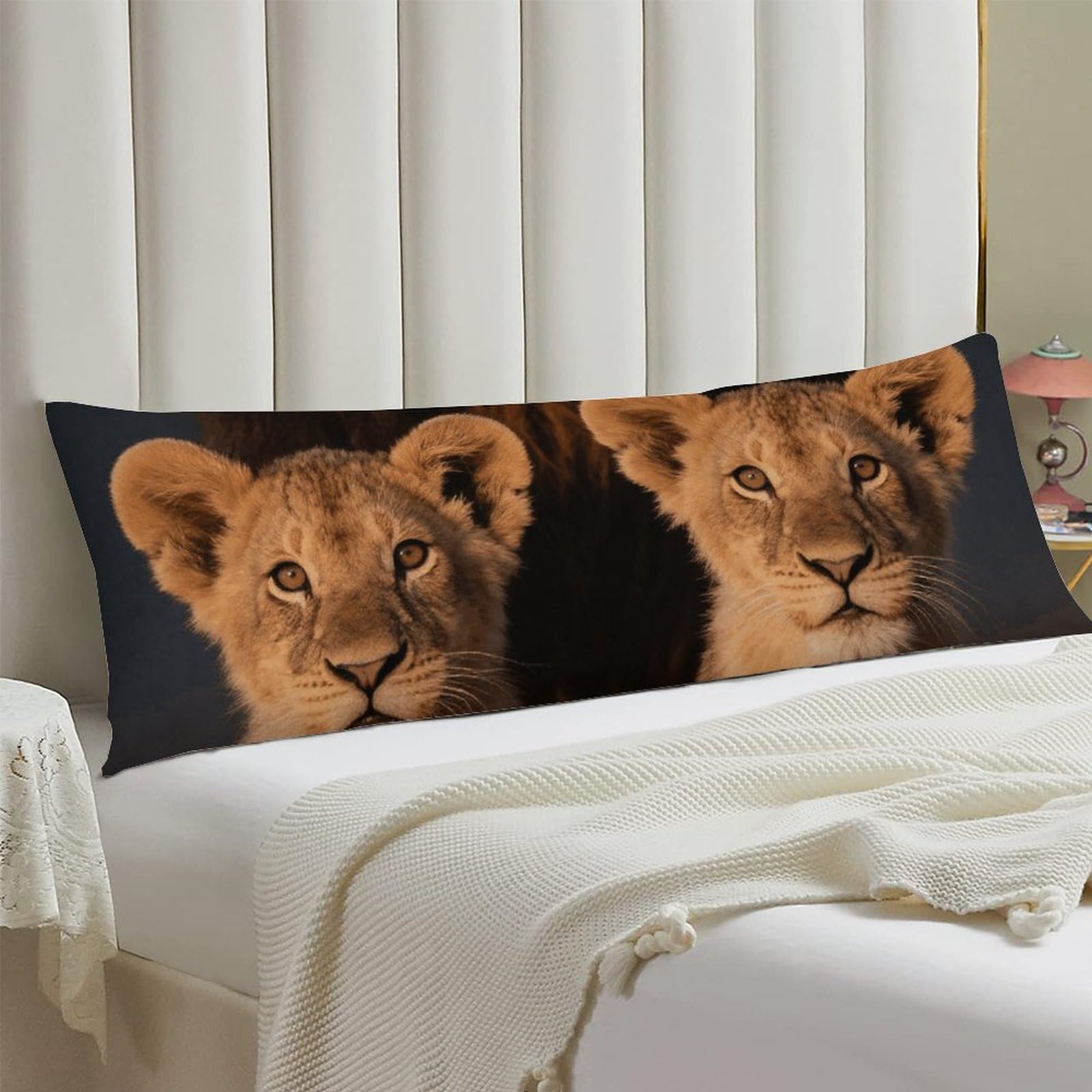 Body Pillow Cover 20x54 Long Pillow Case with Invisible Zipper Breathable Microfiber Lion Family with Cubs Pillowcase Soft Cozy Protector for Bedroom Couch Sofa Bed Home Decor All Seasons