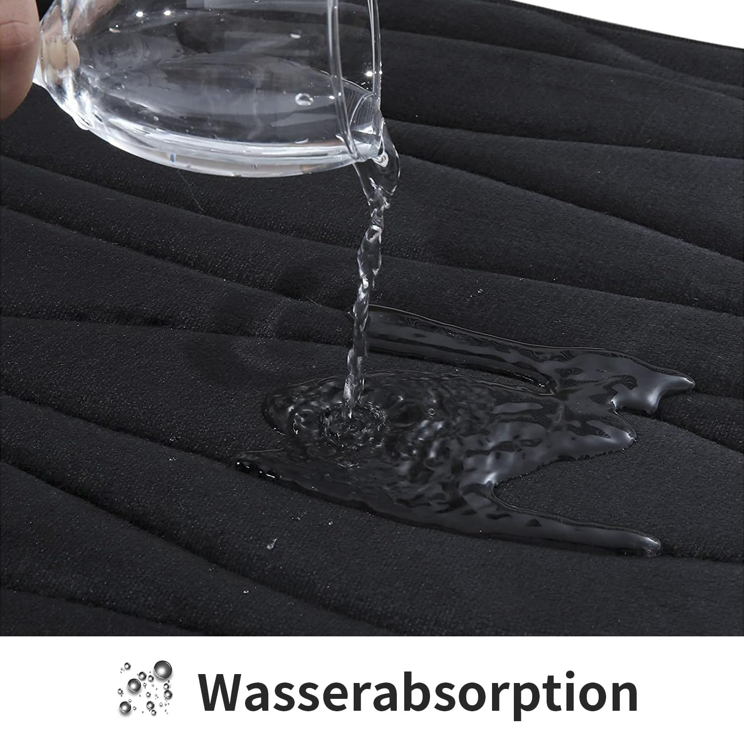 Homaxy Set di 2 tappetini da bagno in memory foam, antiscivolo, lavabile, 40 x 60 cm + 50 x 76 cm, colore: nero