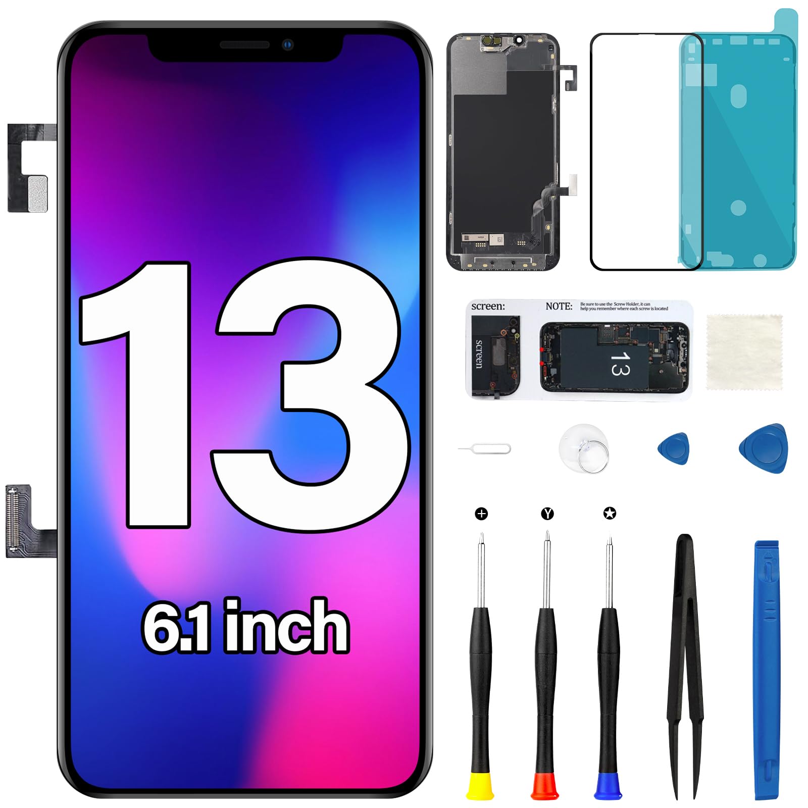 Amazon.com: MrR.OMW for iPhone 13 Screen Replacement Kit with