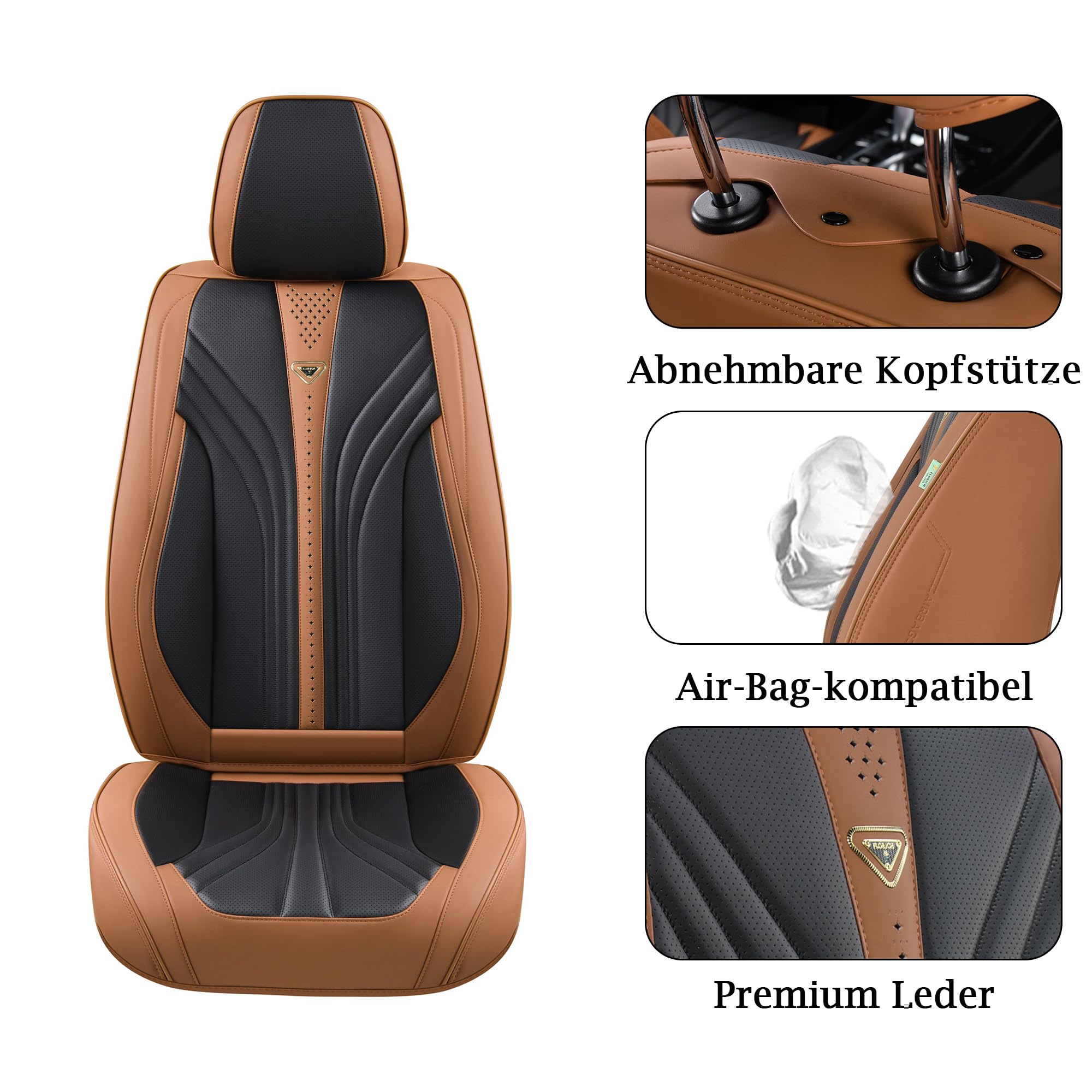 FLORICH Housses de Siège de Voiture 5 Pièces, Housses de Siège Avant Arrière, Housse de Siège de Voiture étanche Compatible avec 95% Berline, SUV, Van (Ensemble Complet, Noir&Brun02)
