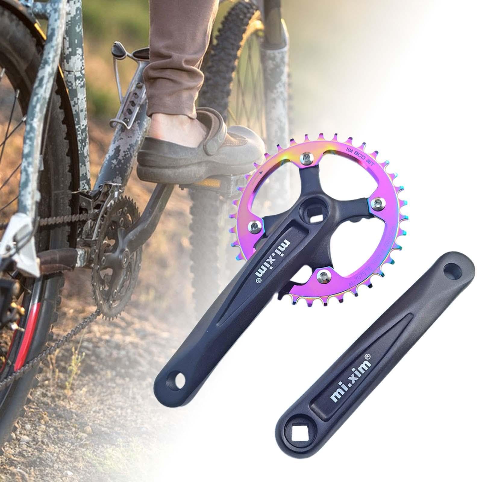 Qianly Guarnitura a velocità Singola, Perno da 170 Mm, per Mountain Bike, con Corona Rotonda di Ricambio a E Larghi da 104BCD.