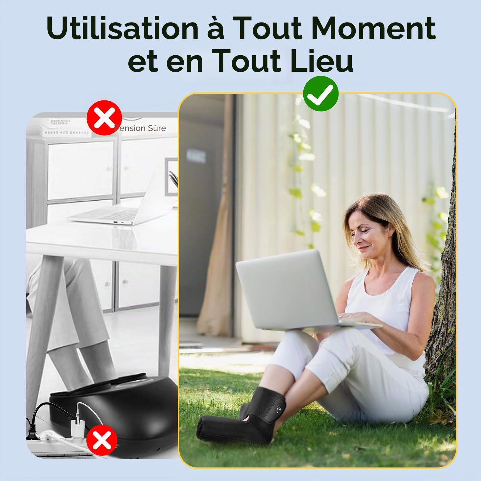 Comfytemp Masseur de Pieds sans Fil pour Douleur et Circulation, Chauffant Massage par Compression, Batterie 2500mAh, DIY Massage pour Chevilles, Talons, Dessus du Pied, Idée Cadeau pour Maman, Papa