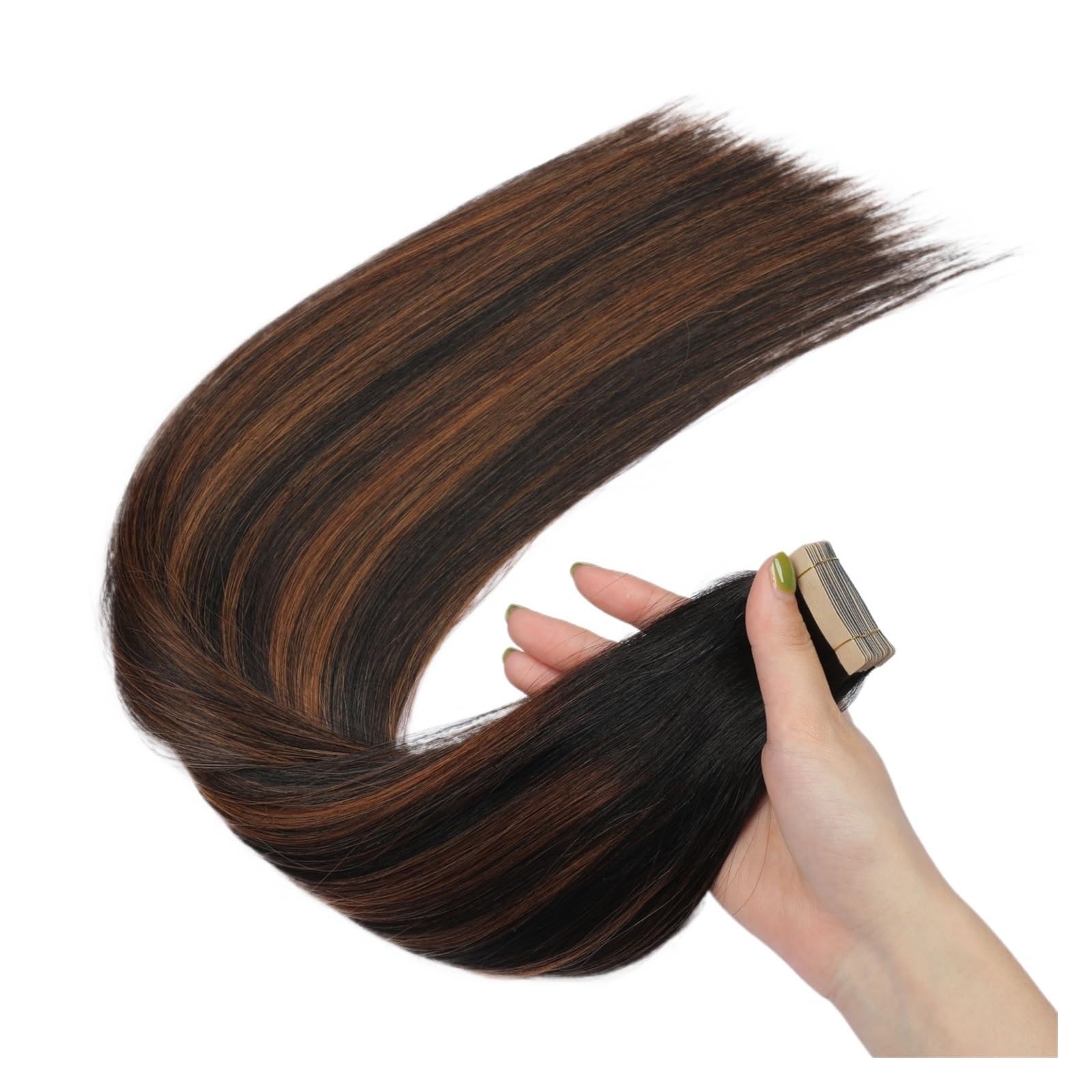 Lot De 40 Extensions De Cheveux Humains À Bande Adhésive, Lisses Et Invisibles, For Salon De Coiffure, De 35 À 61 Cm Facile à Utiliser(24 inches 60cm 50g,1B-6-1B)