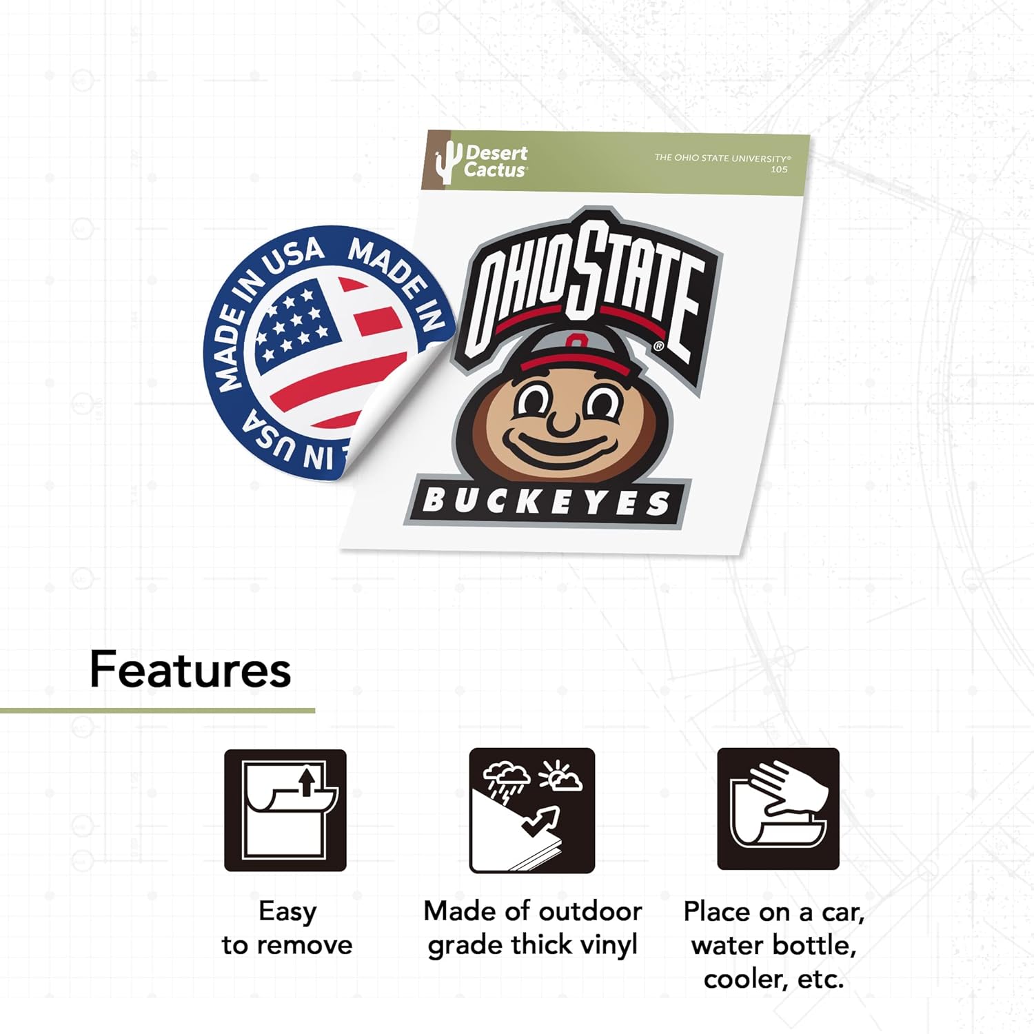 Desert Cactus The Ohio State University OSU Buckeyes Vinyl Decal Laptop Water Bottle Car Scrapbook Sticker (IND 105) - Image 4