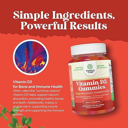 Miniatura 6 de Paquete de gomitas de apoyo inmunológico de vitamina D3 y gomitas multivitamínicas para niños a base de plantas, fortalecimiento óseo, salud