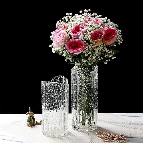 Miniatura 4 de PRTECY Florero de cristal luminoso, 11.8 pulgadas, hecho a mano, floreros fluorescentes estrellados florales que brillan en la oscuridad, jarrón