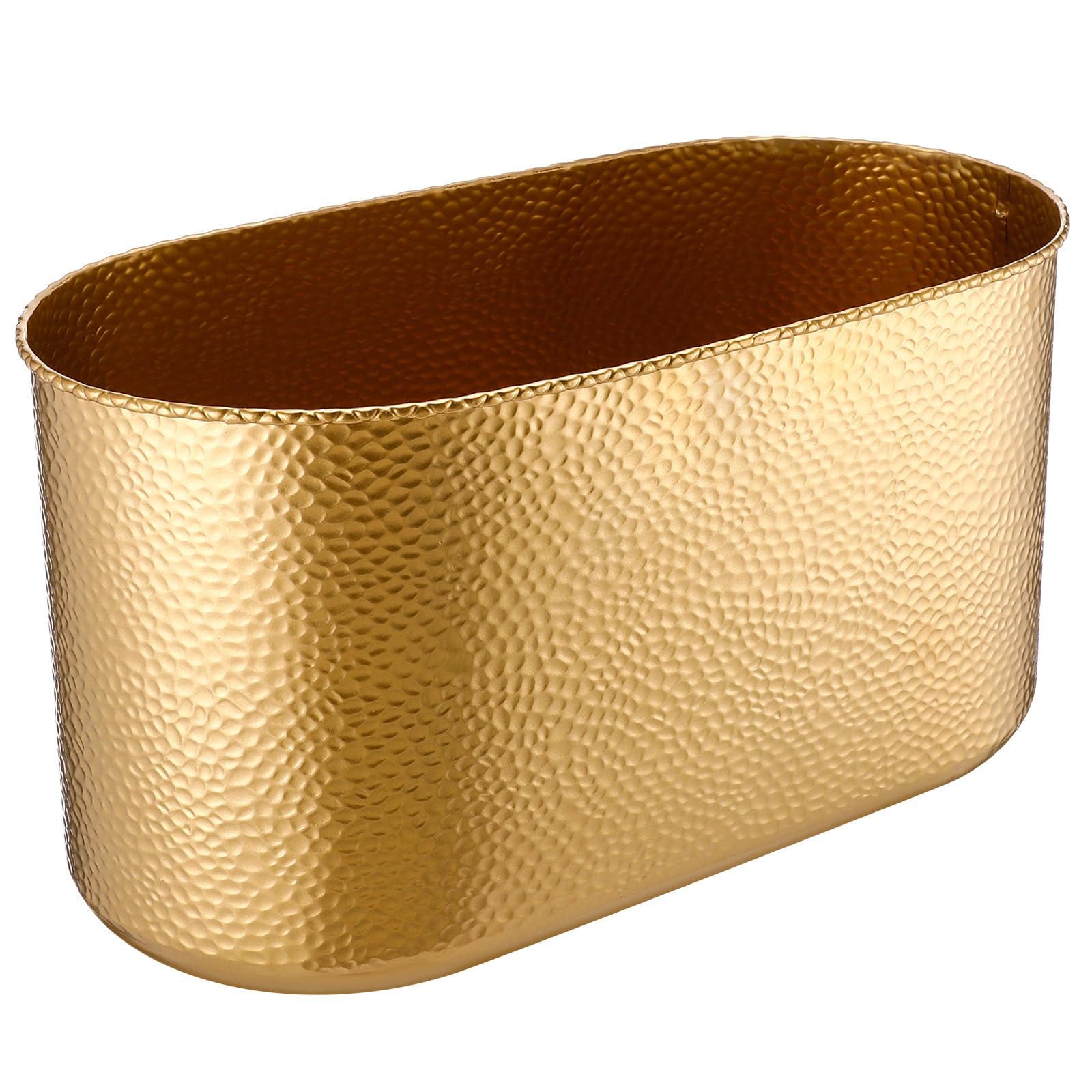 Photo 1 of Acellegic Gold Metal Oval Trash Can Wastebasket