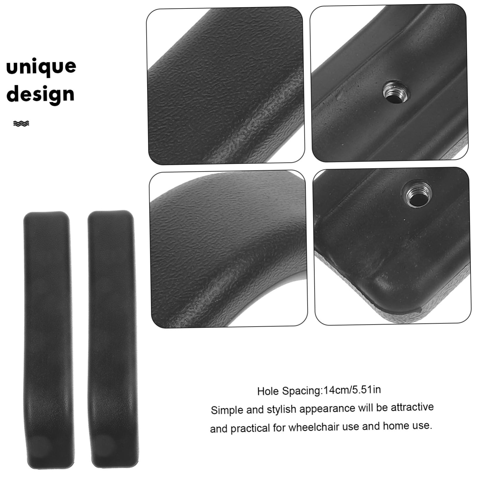 Operitacx 4 Paia CAM POSSO ARM guidare parti della Accessori Gel braccioli bracciolo Parti di sostituzione della forniture per sedie a rotelle plastica Black