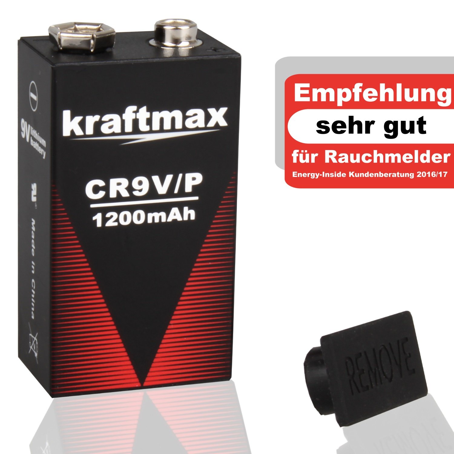 6X Kraftmax 9V Block Lithium Hochleistungs- Batterien für Rauchmelder/Feuermelder - 10 Jahre Batterie Lebensdauer
