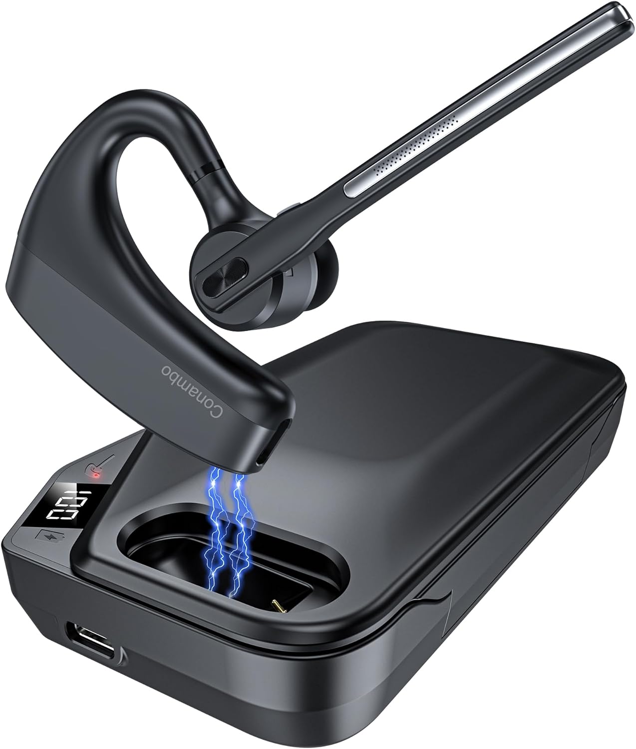 Conambo K10C Bluetooth Headset & Charging Case, Dual Mic Noise Canceling Mono Wireless Headset for Cellphone with up to 64Hrs Talk Time Hand-Free Bluetooth Earpiece for Trucker Business Office Work Conambo K10C Bluetooth Headset & Charging Case, Dual Mic Noise Canceling Mono Wireless Headset for Cellphone with up to 64Hrs Talk Time Hand-Free Bluetooth Earpiece for Trucker Business Office Work