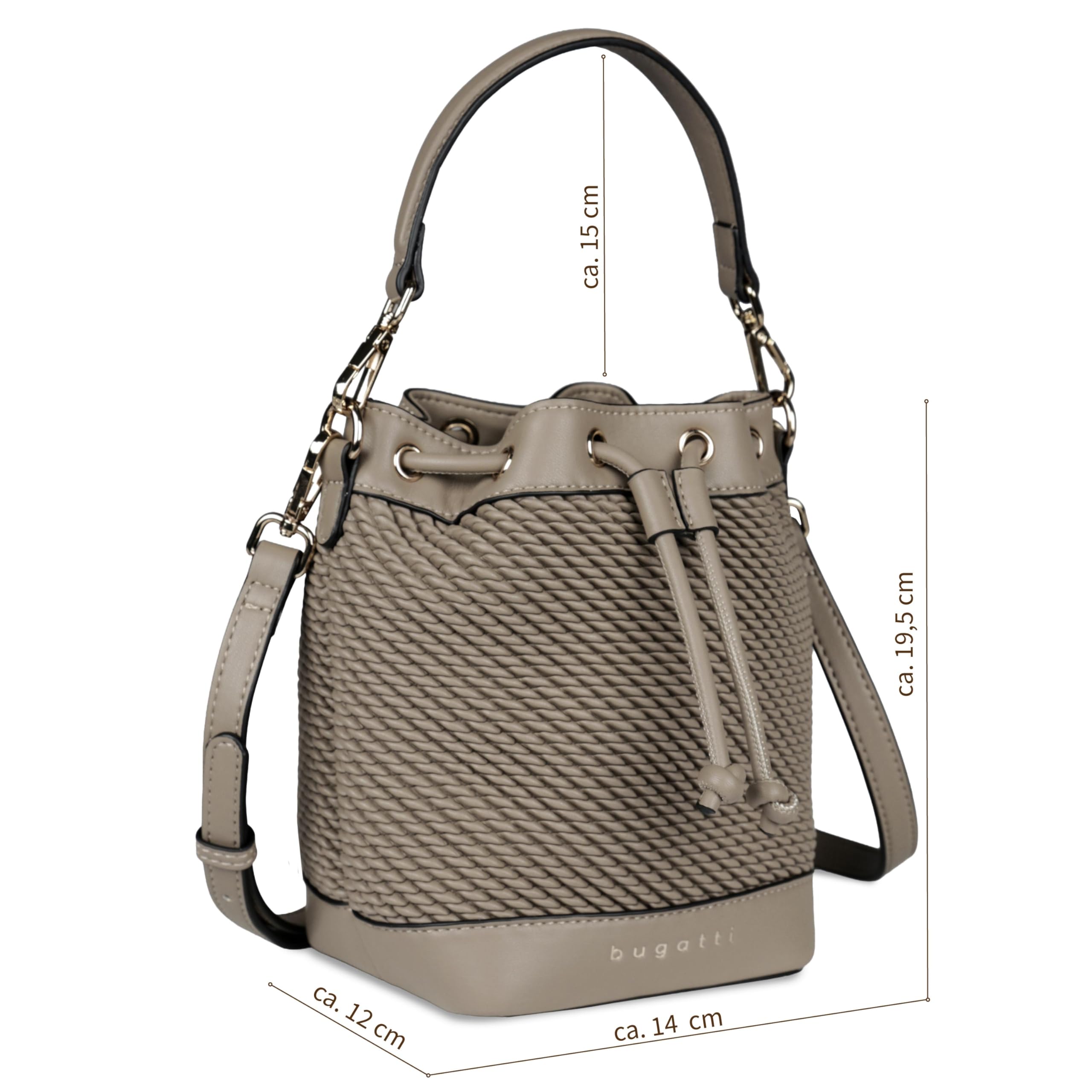 bugatti Julice bolso saco para mujer, bolso de hombro de cuero sintético grabado