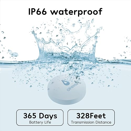 Miniatura 6 de Winees Detector de fugas de agua WiFi, 1 paquete de sensores de agua con alarma ajustable de 100 dB, notificación de correo electrónico y SMS,