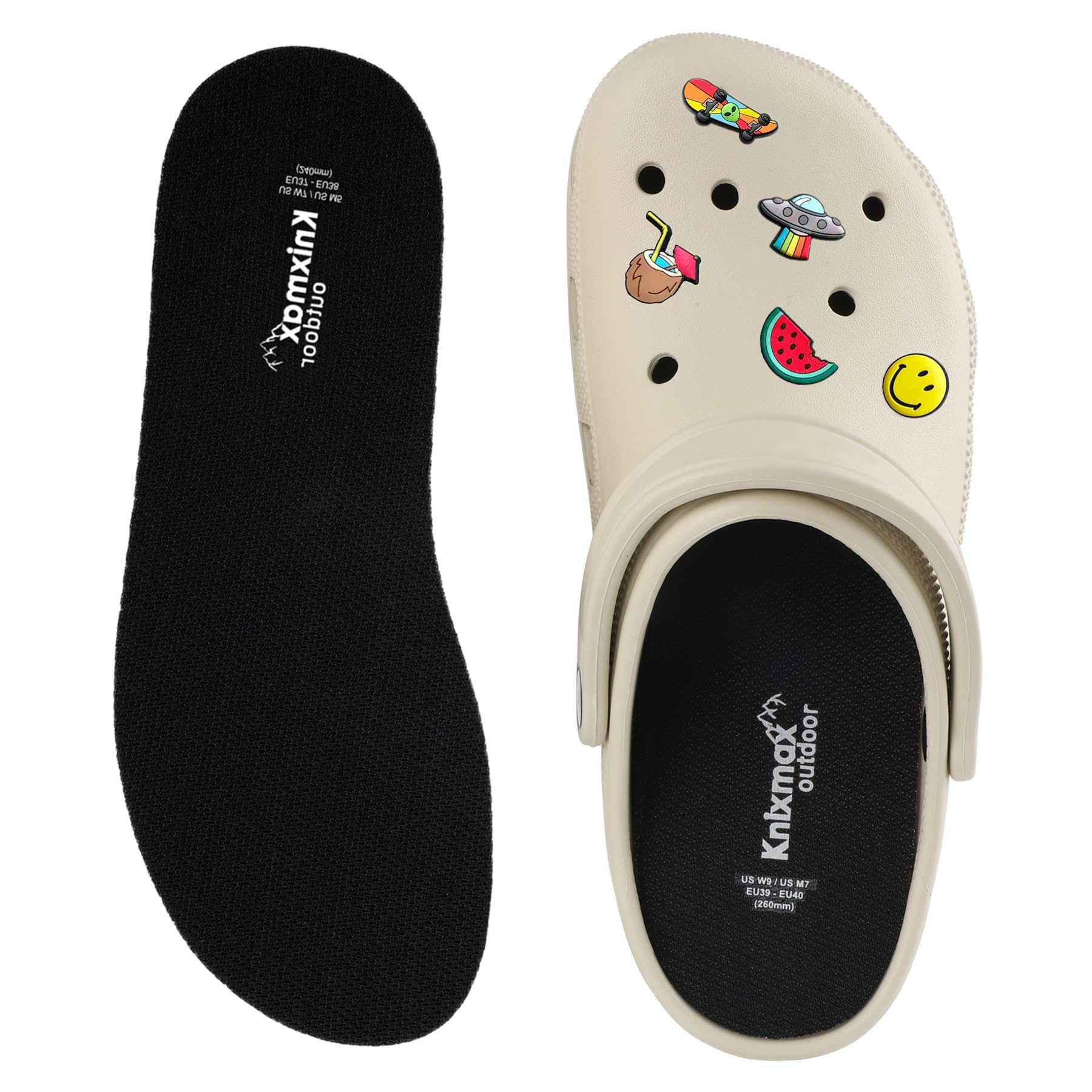 Knixmax Outdoor Girl's Insoles for Crocs Ultra-Thin Comfort Shoe Inserts for Garden Clogs, Sockless Barefoot Iiners for Gargen, Nurse, Water Shoes