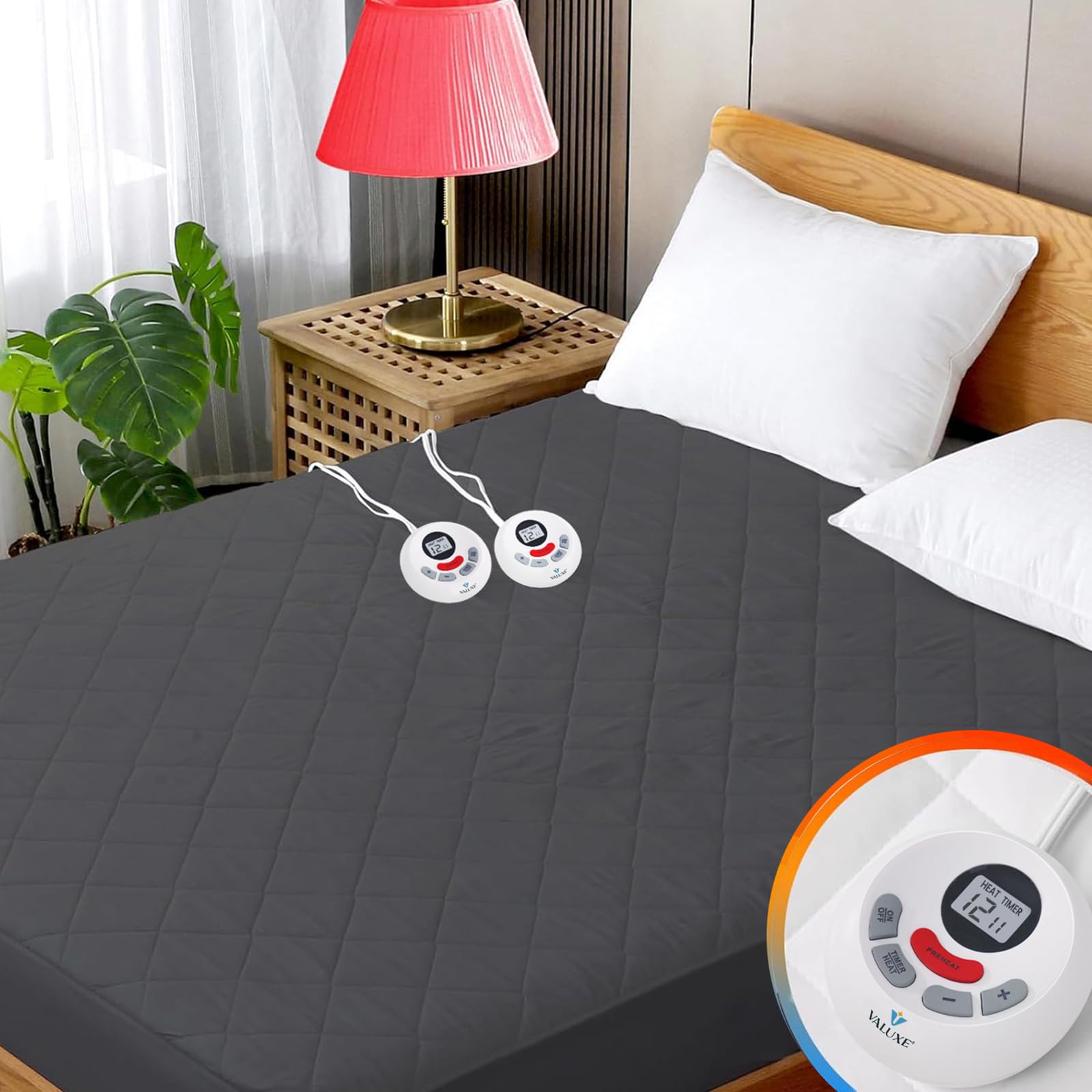 Heated Mattress Pad Twin XL Size Quilted Heating Electric Bed Warmer Comfort Heat Mattress Pad Cover Single Controller（10 Heat Setting | 1-12 Hours Auto Shut Off | with 8-21 Inch Deep Pocket） Gray