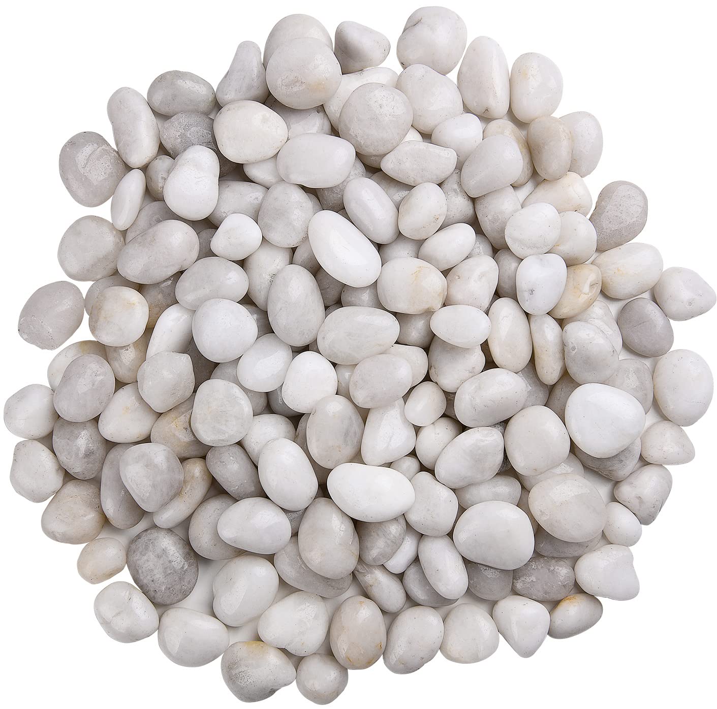 Hisredsun 10kg White Decorative Stones,Natural Polished Pebbles for Plant Pots,River Rocks for Landscaping, Vase Fillers,Succulents,Aquarium and Garden Decoration