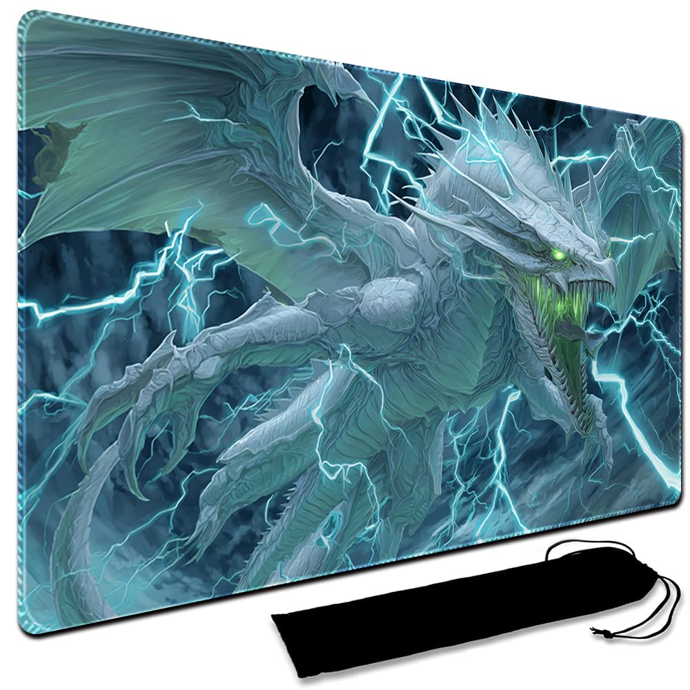 Large Art Gaming Playmat with Carrying bag, Custom Design Card Game Mat for mtg Playmat, Suture the edges,Compatible with Standard Card Sleeves 60CM x 35CM (No Zone,9)