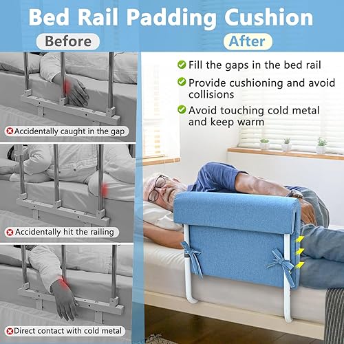 Miniatura 2 de KAAMOS Cojín acolchado para riel de cama, fundas acolchadas para camas de hospital, protector de caídas de camas, almohadillas de barrera para
