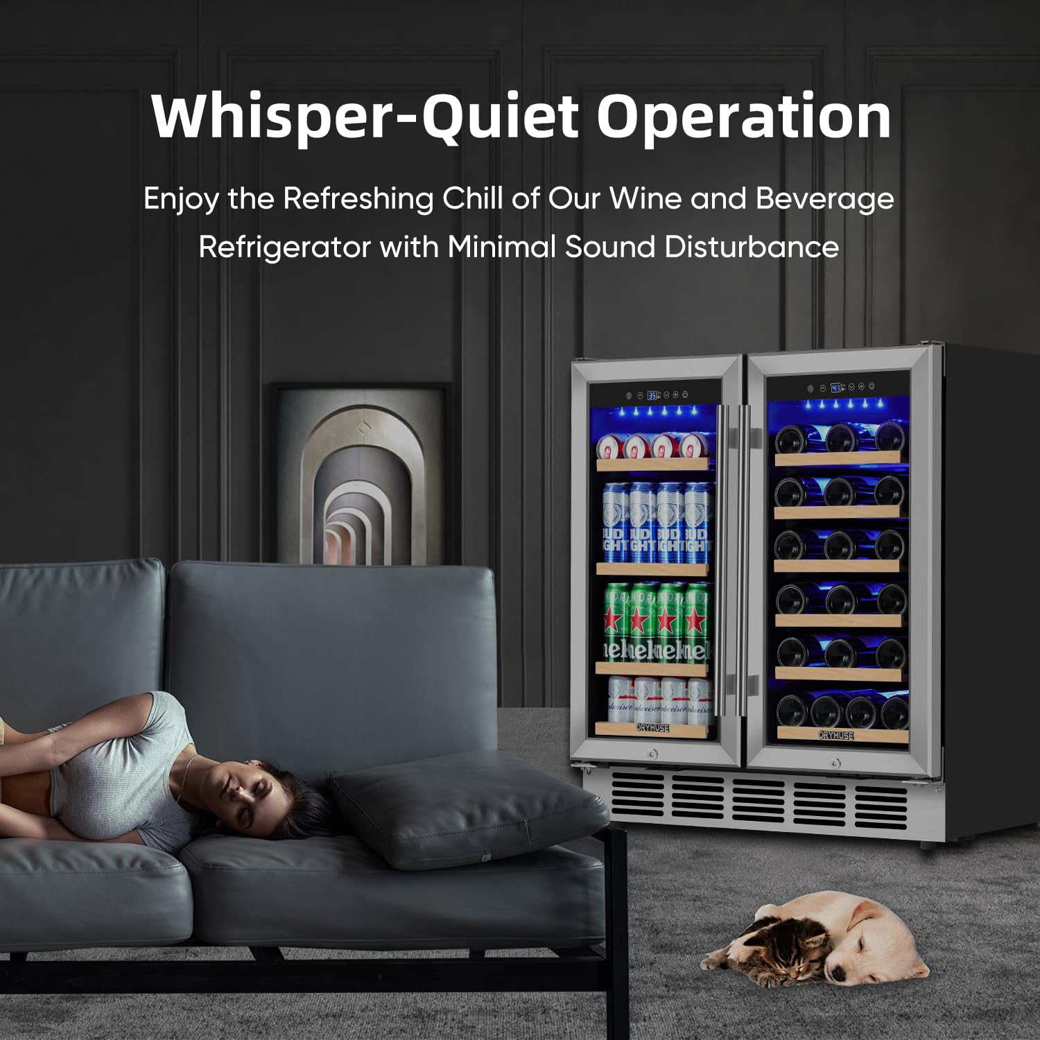 Orymuse Wine And Beverage Refrigerator 30 Inch, Beverage Fridge Dual Zone With Upgraded Cooling, Wine Beverage Cooler Built-In Or Freestanding, 30 Bottles And 110 Cans Large Capacity on Fridge.com - View 3