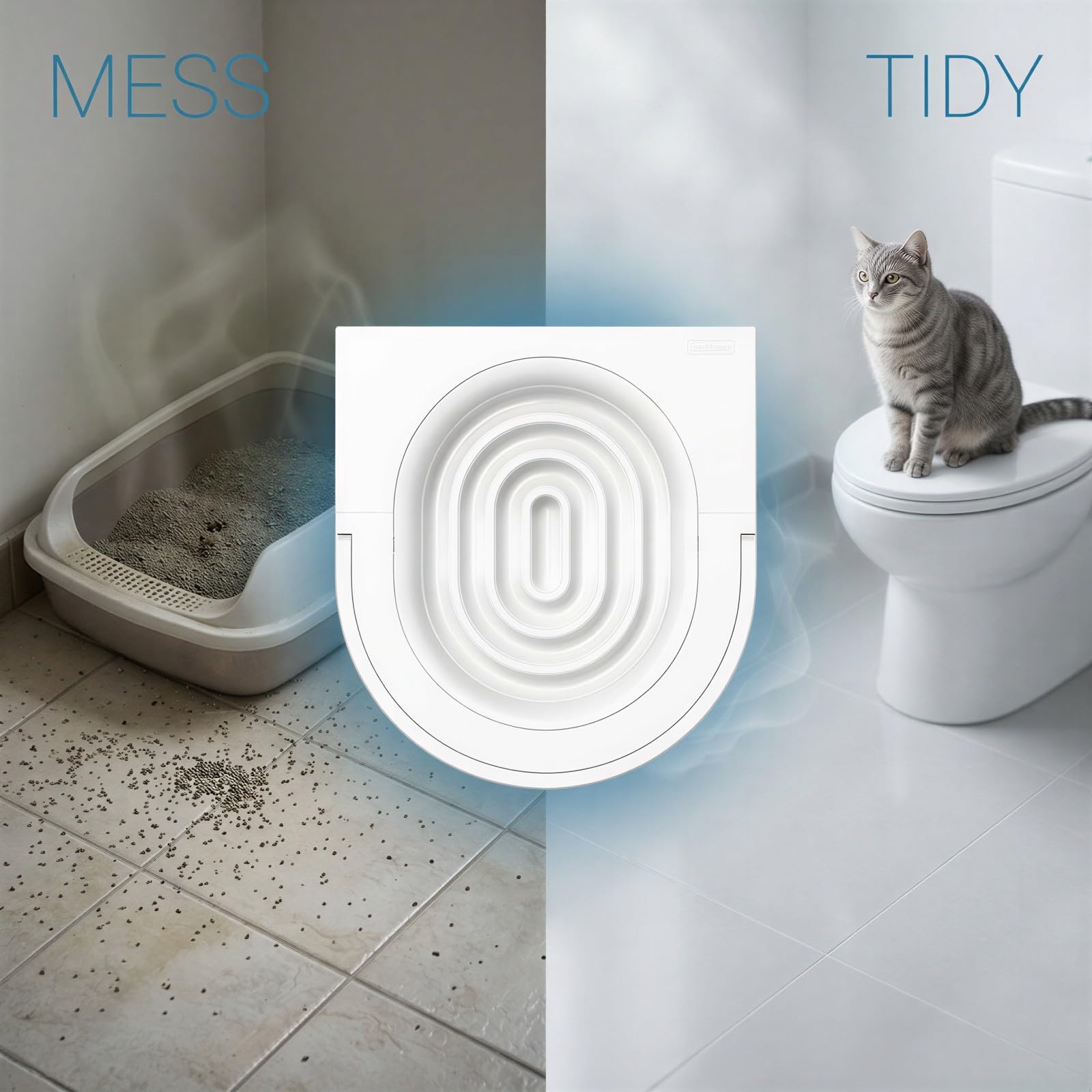 Katzen-Toilettentrainingsset, stufenweises Trainingsset mit konzentrischen Ringen, 5-stufiger Kunststofftrainer für Standardtoiletten, für den Wechsel von der Katzentoilette zur Toilette