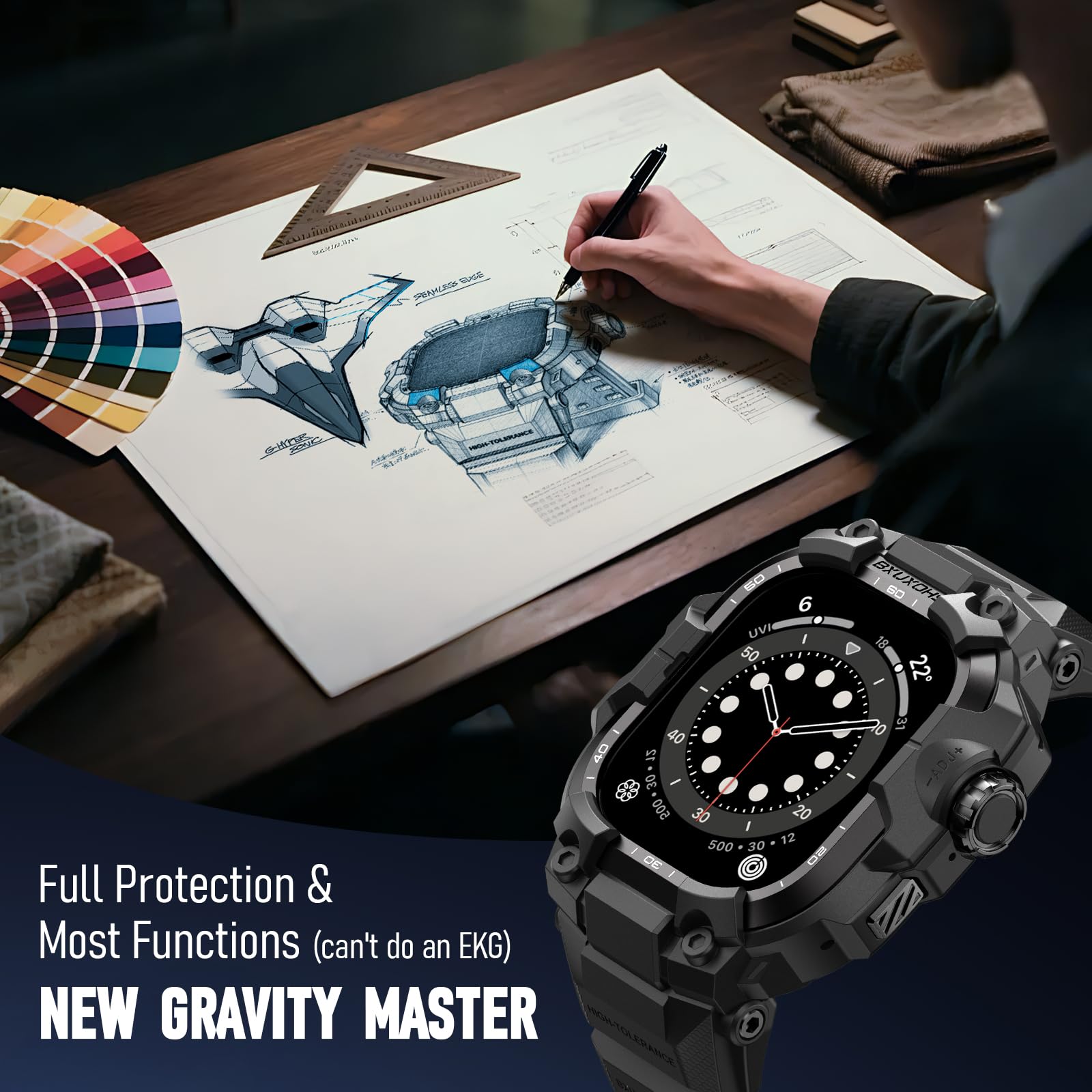 BXUXOHS Resistentes Funda y Correa para Apple Watch 44mm Hombre,para Apple Watch SE 3/SE 2a Generación/SE/Series 6/5/4,Protector Antigolpes de Nivel Militar,Correas Táctica para iWatch 6/5/4/SE 3/2
