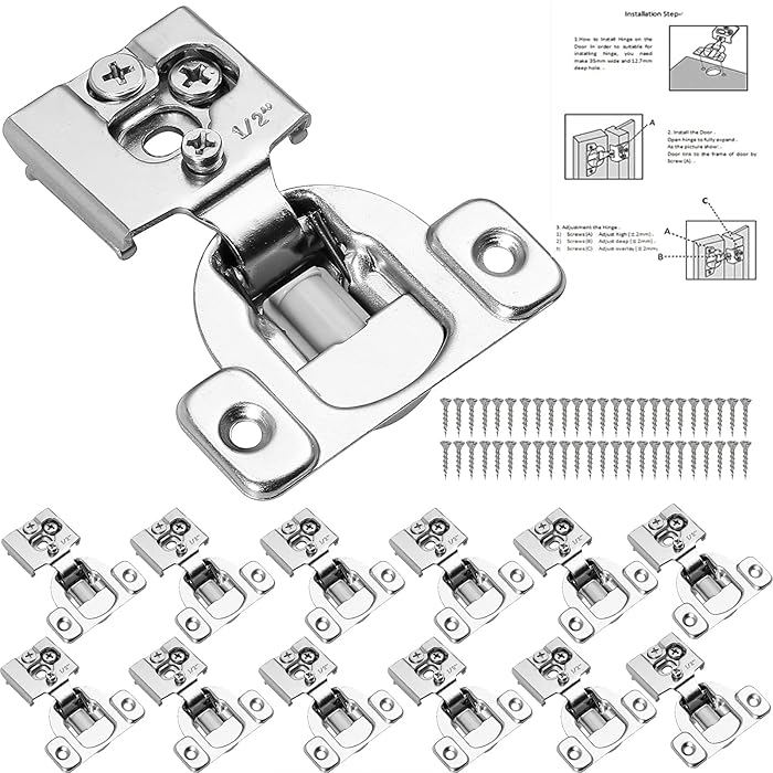 Buy Hinges, Kamtop 12 Pack Kitchen Hinges 1/2" 3D