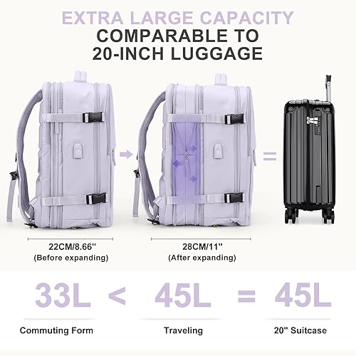 Miniatura 423 de coowoz Mochila de viaje grande para mujeres y hombres,Mochila de transporte,Mochila de senderismo impermeable para deportes al aire libre, Azul, 45