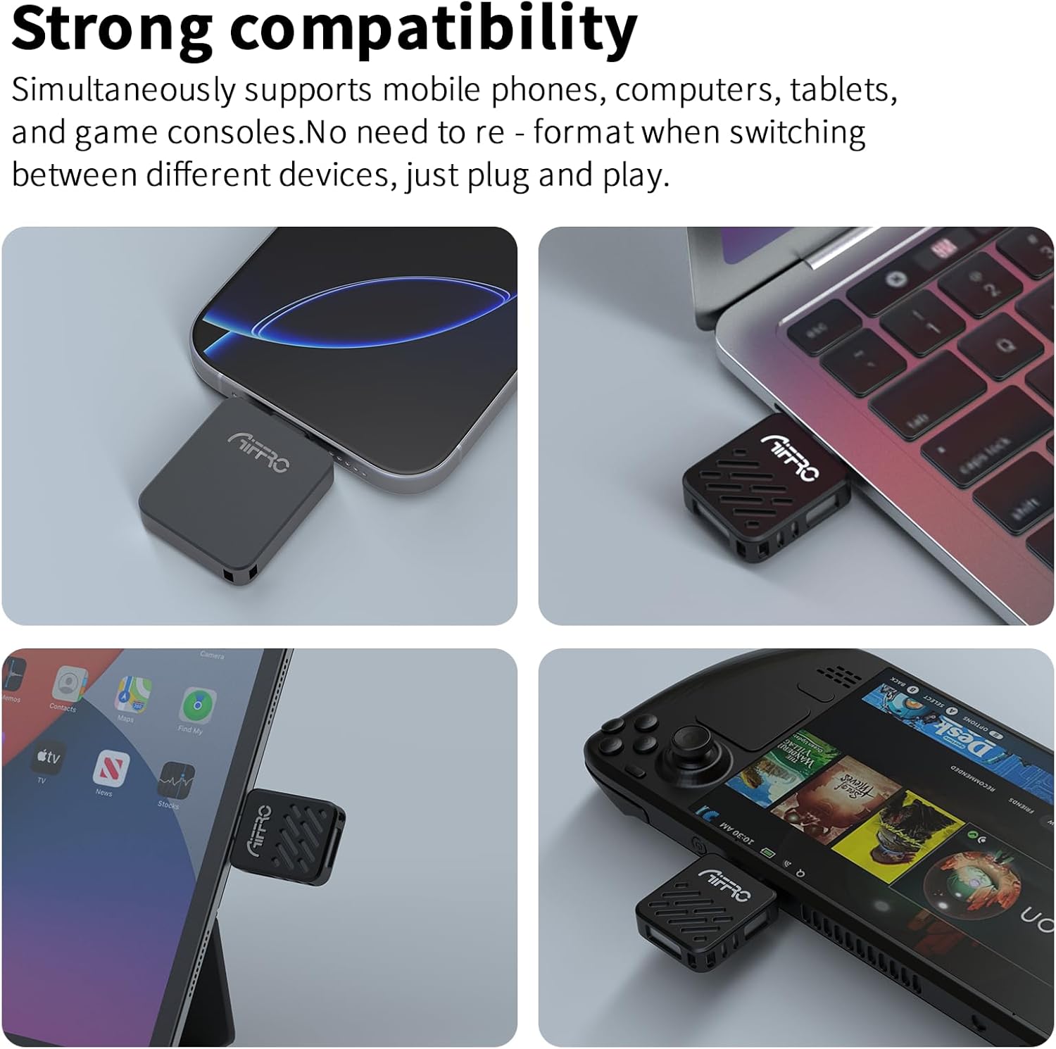 Aiffro P20 Mini Portable Solid State Drive for Lightning & Type-C, Supports ProRes, Up to 1000MB/S, for iPhone, iPad, Mac and PC, Compact and Durable Storage Solution.