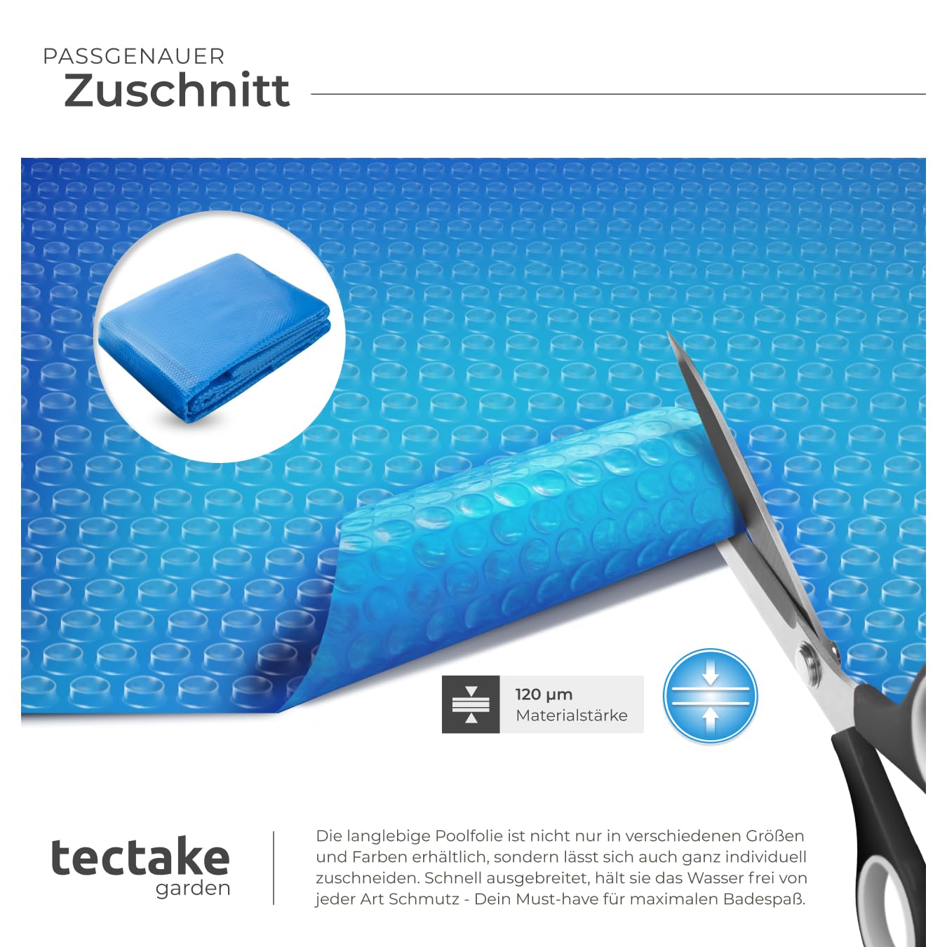 tectake® Poolabdeckung rund, Solarplane Pool, Poolplane rund, Poolzubehör Abdeckplane für Aufstellpool, Pool Garten, Schwimmbecken, Pool Abdeckung mit Noppenfolie als Solar Poolheizung - Ø 455 cm