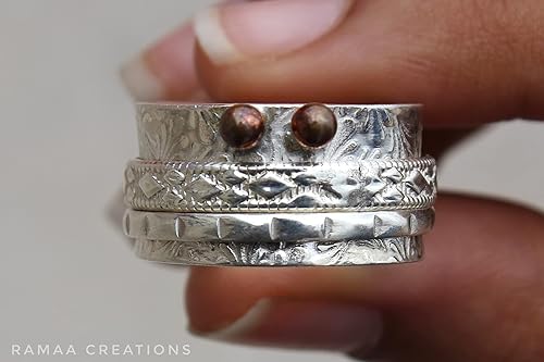 Miniatura 3 de Sterling Silver Spinner Ring  Anxiety Spinner Ring  Fidget Spinner Ring for Women  Handmade Two Spinner Ring  Sterling Silver 925