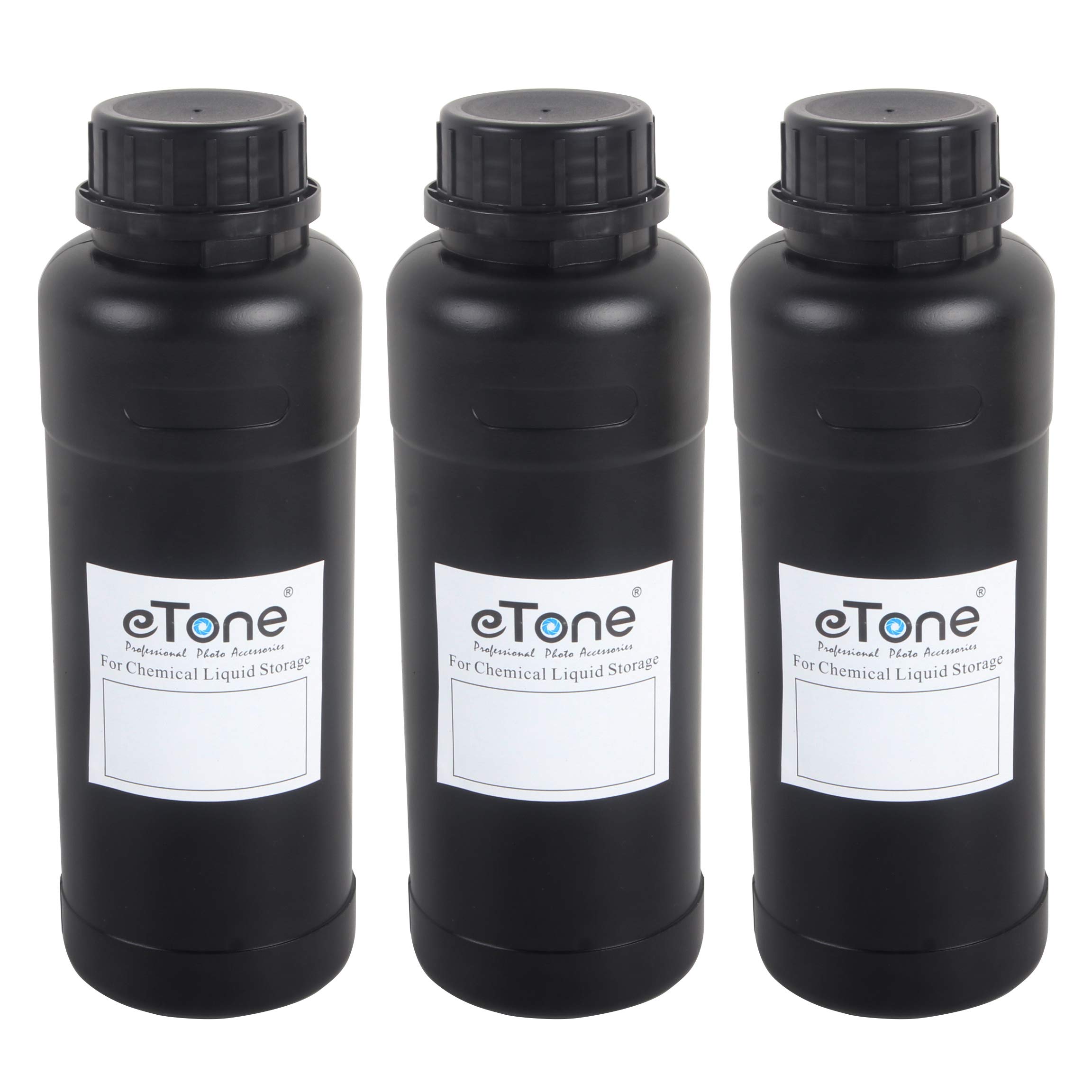 eTone 3X 500ml Darkroom Chemical Storage Bottles with Caps Film Photo