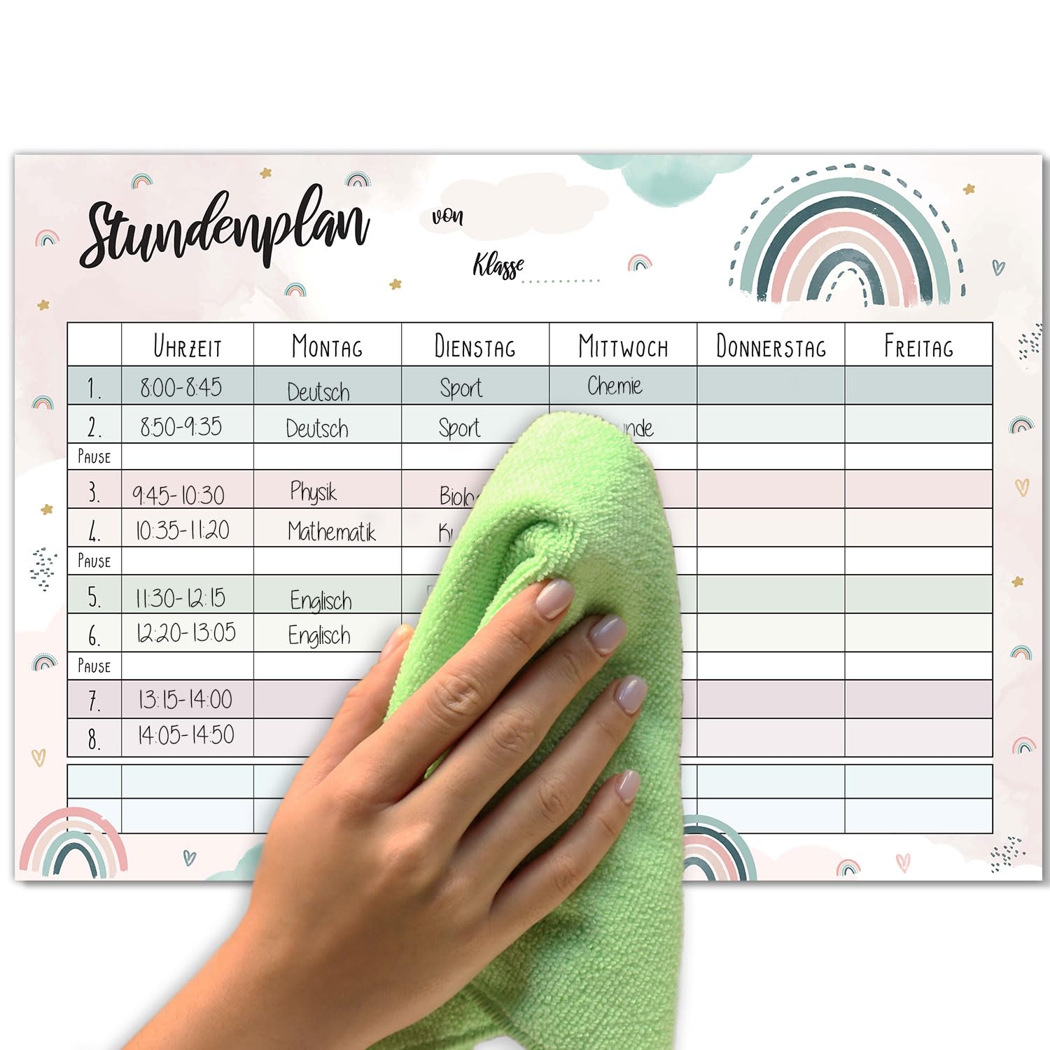 Weltraum Stundenplan Magnetisch A4 - Abwischbarer Wochenplaner Für Kühlschrank | Mit Stift & Radiergummi | Cooles Einschulungsgeschenk