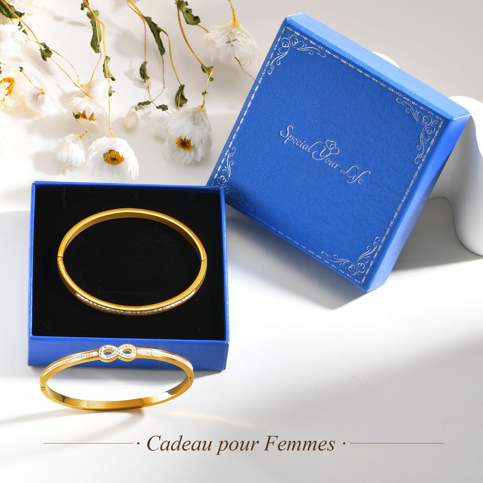 2 PCS Pulseras Mujer Plata Oro, Pulseras Apilables Mujeres, Brazaletes para Mujeres Joyería Mujer, Regalos para Esposa Hija Madre y Amigas Navidad Aniversario Cumpleaños San Valentín Día de la Madre — view 7