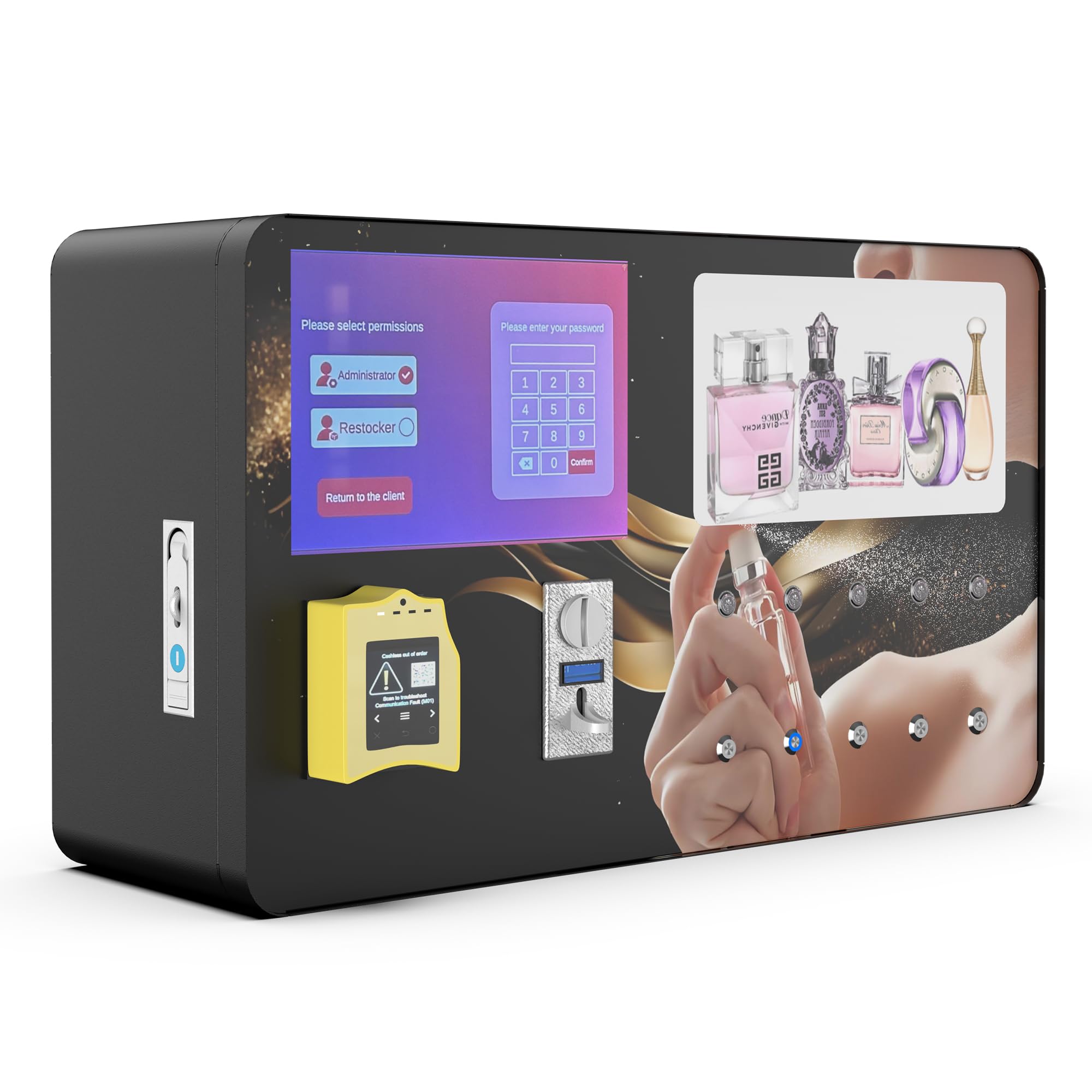 Perfume Vending Machine Coin Operated &amp; Credit Card Payment, Touch Screen Fragrance Dispenser with Automatic Spray Nozzle &amp; Push Button - Commercial Scent Machine for Hotels,Malls,nightclub,Restrooms