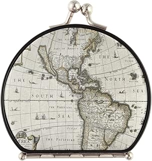Ancient America Old Map with Greenland Insert Map Compact Makeup Mirror, Twin-Sided Cosmetic Mirror with 2 x 1x Magnification, Buckle Folding Mini Pocket Portable Hand Mirror
