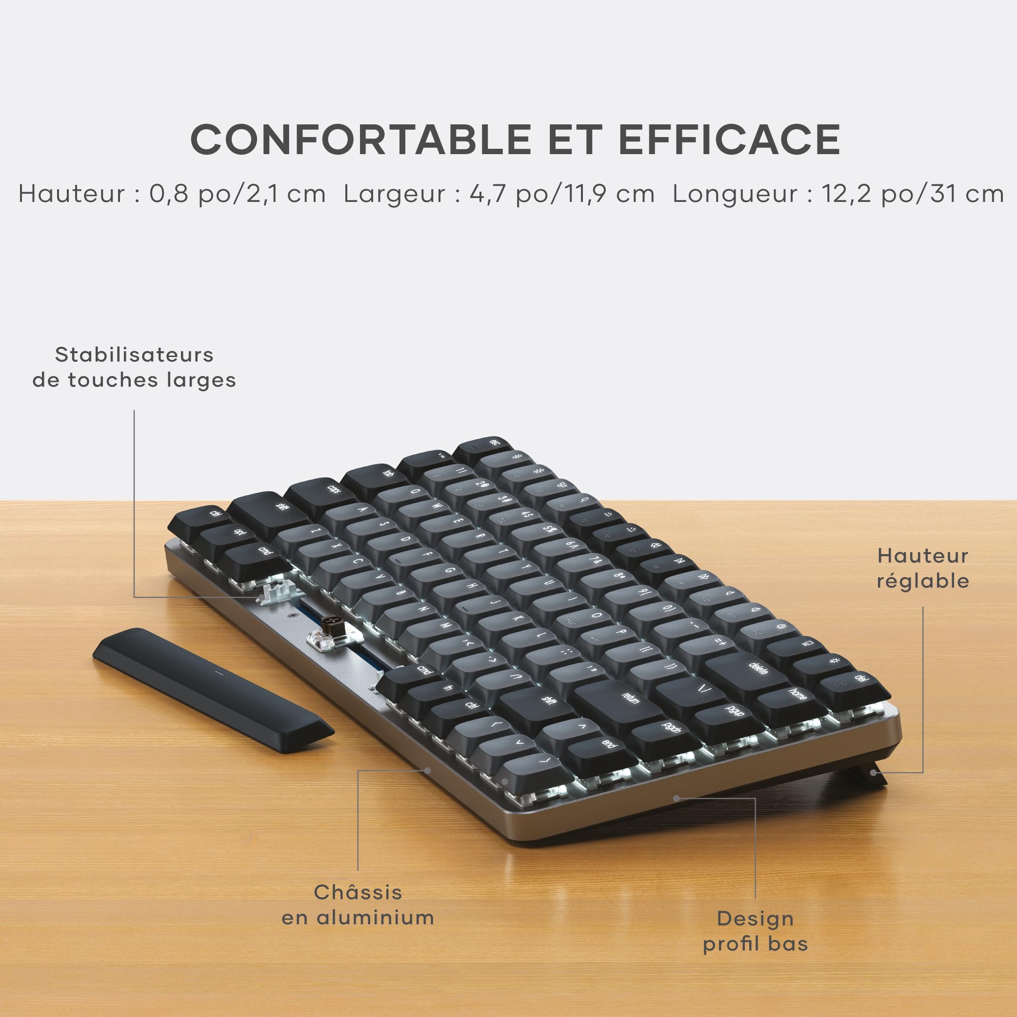 Satechi Clavier Mécanique 75% SM1 QWERTY US, Rechargeable, Gris-Noir
