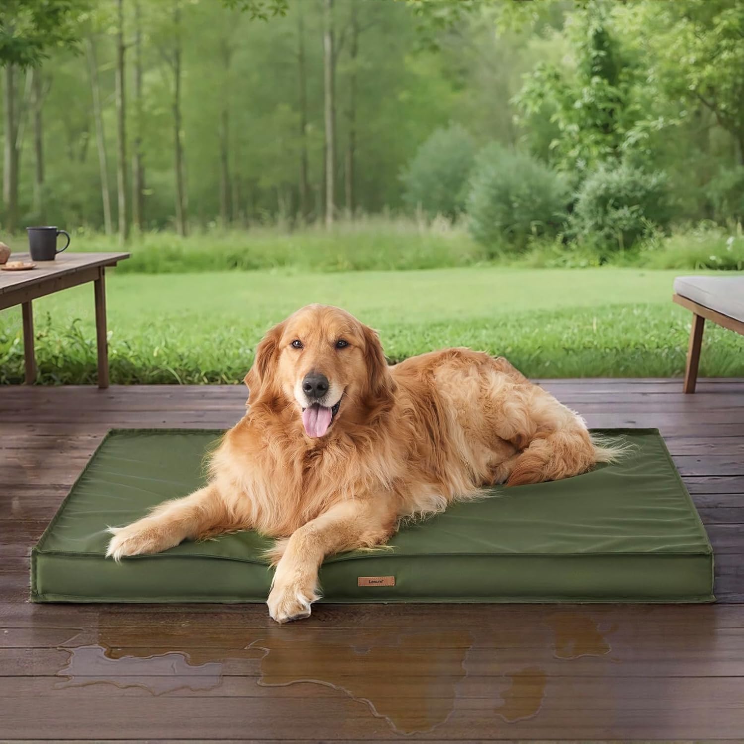 LE SURE Outdoor Waterproof Dog Beds Large Sized Dog, Orthopedic Egg Crate Foam Pet Bed with Oxford Fabric Surface and Removable Washable Cover, Pet Mat 36”x27”, Green LE SURE Outdoor Waterproof Dog Beds Large Sized Dog, Orthopedic Egg Crate Foam Pet Bed with Oxford Fabric Surface and Removable Washable Cover, Pet Mat 36”x27”, Green