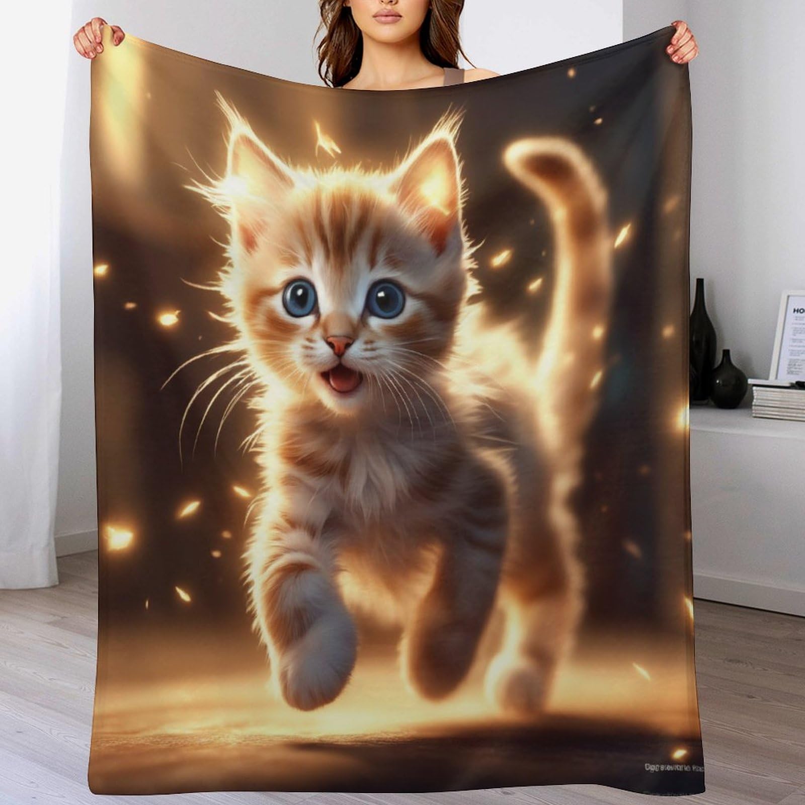 Manta de gato manta cálida para el salón y sofá de franela