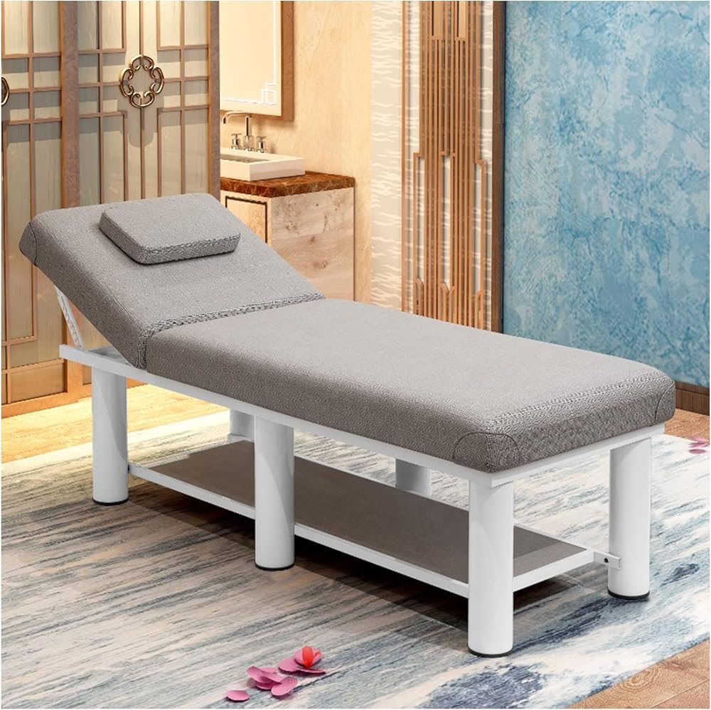 Liftable Massage Bed Portable Massage Bed Metal Frame Wide Stationary Massage Table,with Memory Foam Spa Facial Beds&,for SPA Physical Therapy Salon Bed Tattoo Bed(Size:185*70cm,Color:Green)