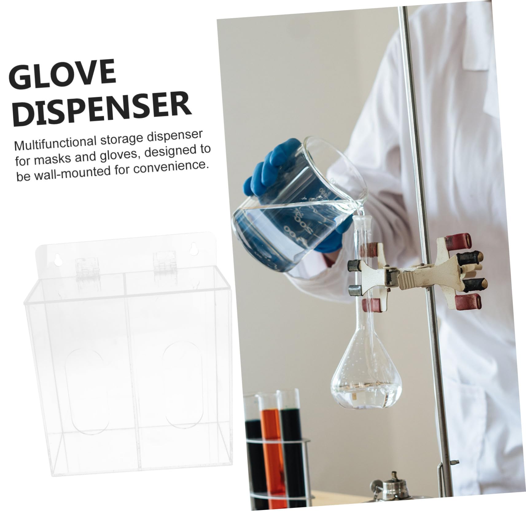 STOBAZA Distributeur Mural D’équipements de Protection et Masques en Acrylique avec Double Compartiment pour Usage Domestique et Laboratoire