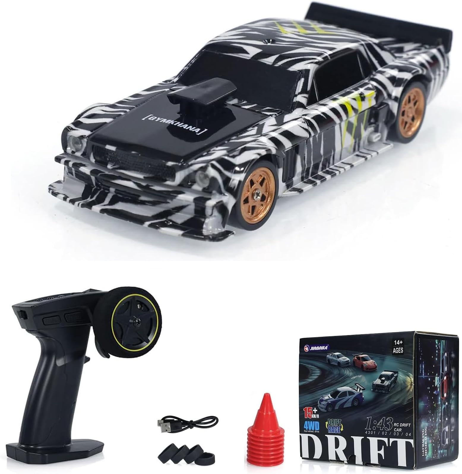 Mini Storms SlideStorm RC Drift Car, 1/43 Scale, Electric, Black