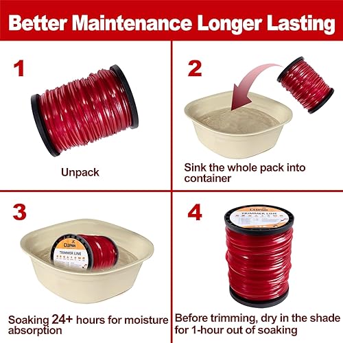 Miniatura 6 de Cluparis Línea de recortadora cuadrada resistente de 5 libras de .155 pulgadas x 492 pies, línea de recortadora de hilo comercial en carrete, cuerda