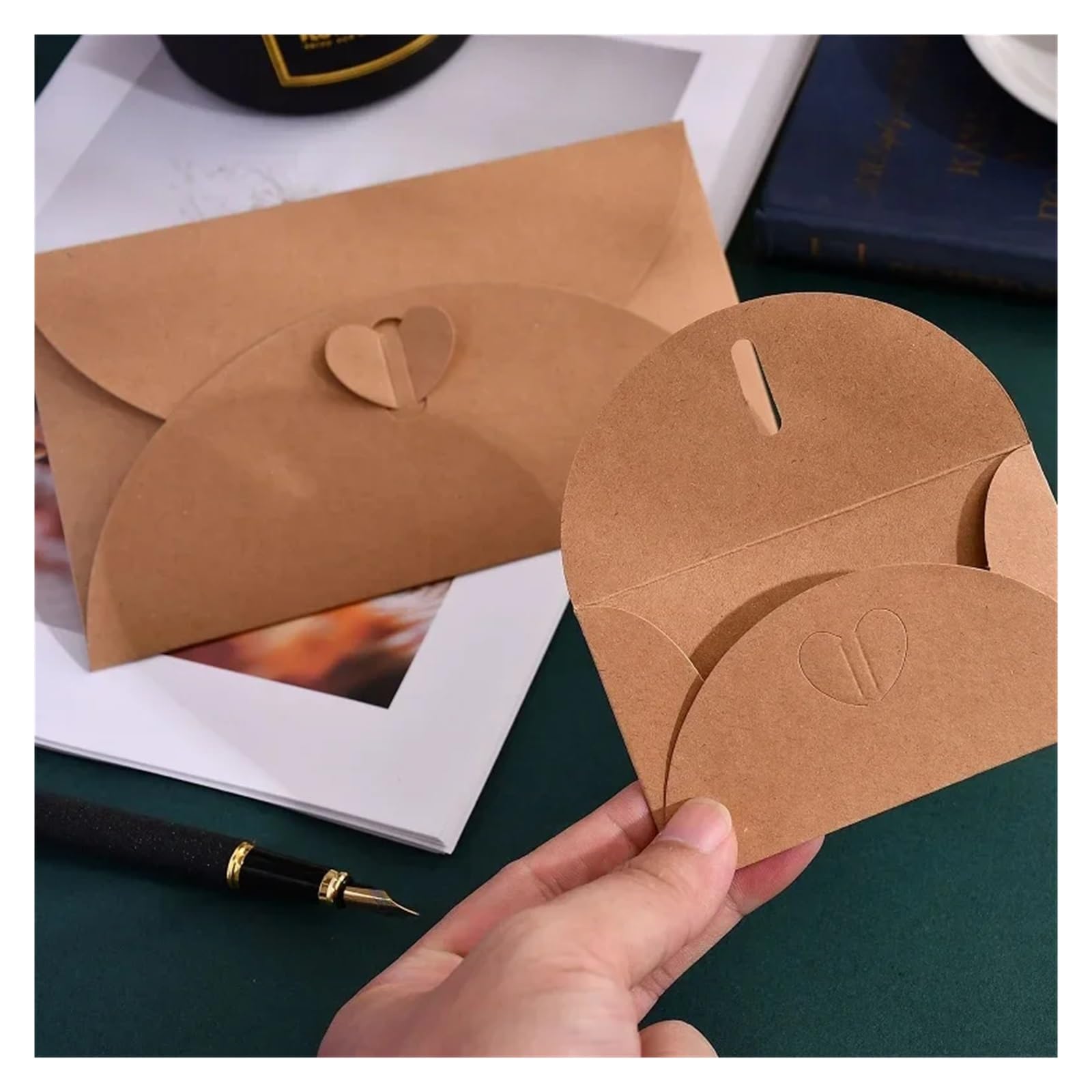 kraftpapier briefumschläge 50pcs/set Envelope 250g Kraft Paper Love Buckle Envelopes For Wedding Invitation Business Supplies Stationery Packing(50pcs 17.4x11cm)