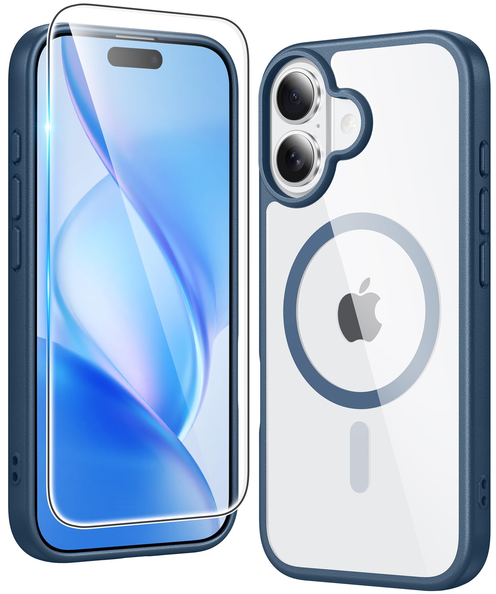 FNTCASE for iPhone 16 Phone Case Compatible with Magsafe Clear Phonecase | Screen Protector, Military Grade Drop Protection, Slim Magnetic Phone Cases, Shockproof Bumper, Transparent Cell Cover