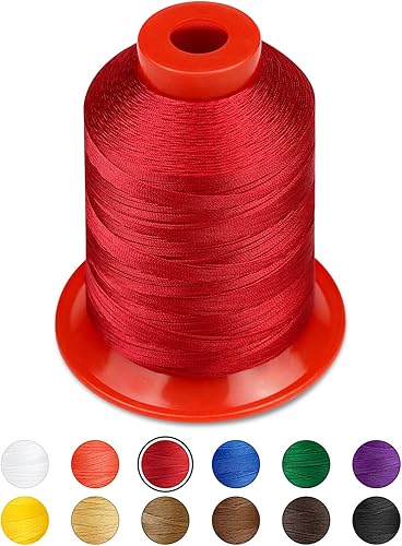 FIVEIZERO Hilo de tapicería extrafuerte, hilo de nailon unido rojo de 3,280.8 ft para cuero de mezclilla, manualidades, máquina, bricolaje y hogar