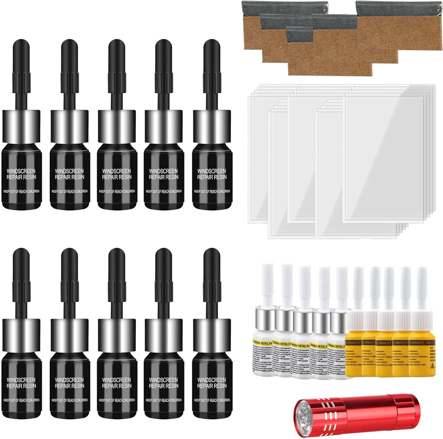 2-Pack Windshield Repair Kit For Chips & Cracks - With Enhanced Pressure Injector For Easy Fix